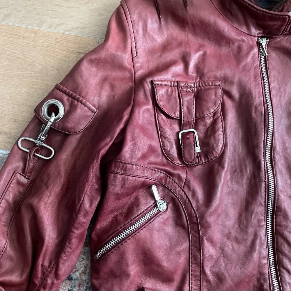 BOD & CHRISTENSEN Merlot Leather Jacket - Picture 3 of 11